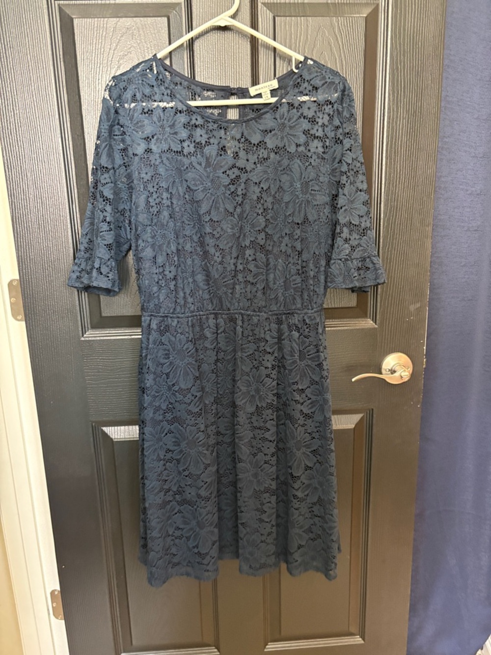 Monteau Navy Floral Lace Midi Dress